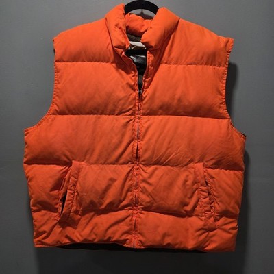 vtg Gamehide Blaze Orange Down Hunting Vest Full zip Size Men's XL