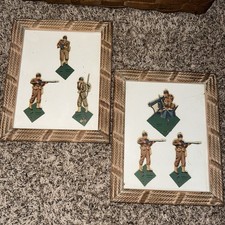WW2 1940s Punch Out Dye Cut Figures Lot of 6-2 Frames Original Art