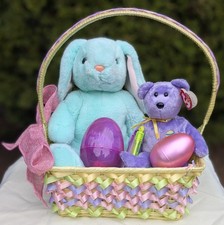 Vintage Ty Easter Basket Bundle - 1998 Hippity Bunny, 2002 Eggs III Bear  Bonus
