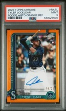 2025 Topps Chrome Tyler Locklear ROOKIE AUTO ORANGE REFRACTOR /25 PSA 9 Mariners