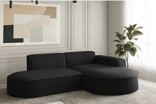 Ecksofa Designersofa PALMA XS in Stoff Opera Velvet Schwarz Ottomane Links