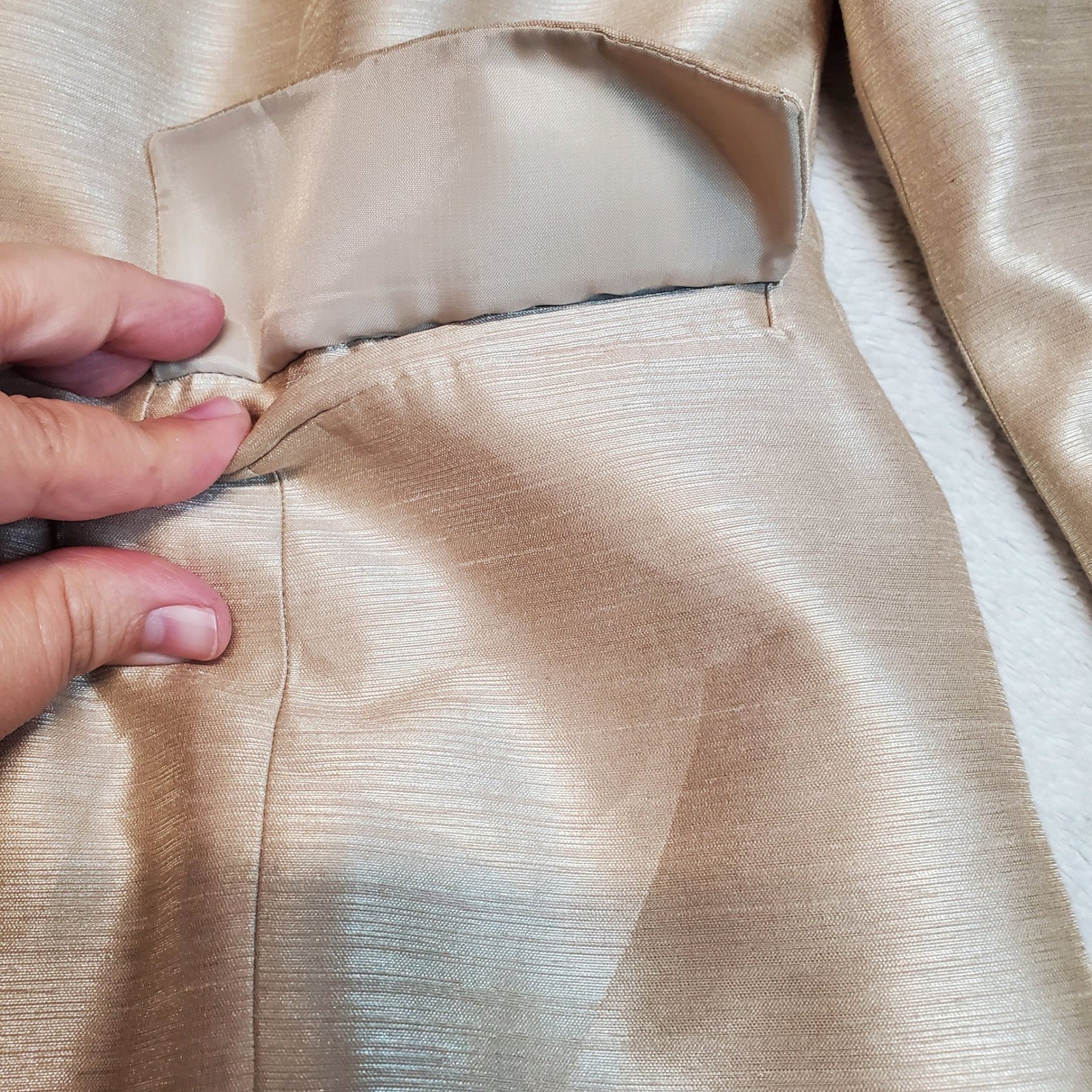 Le Suit Gold Holiday Gatsby Office Formal Classic Suit Set Jacket Pants 8 Petite