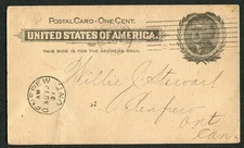 1901 Philadelphia PA to Renfrew Ontario Canada Postal Card Curtis Publishing Co