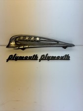 Plymouth Mayflower Hood Ornament Clipper Ship And 2 Plymouth Emblems