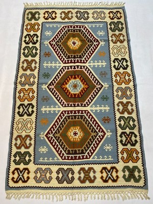 3x5 ft Handwoven Turkish Traditional Wool Oriental Kilim Bedroom Living Room Rug