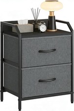 Feonase Bedside Table with 2 Storage Fabric Drawers, Bedside Cabinet 40cm Wide 
