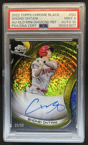 2022 Topps Chrome Black Shohei Ohtani Auto Gold Mini Diamond #/50 PSA 9