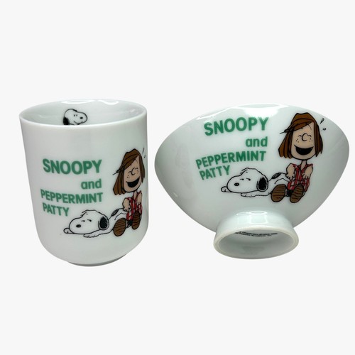 Vintage Snoopy & Peppermint Patty Ceramic Mug & Bowl Set Peanuts Rare