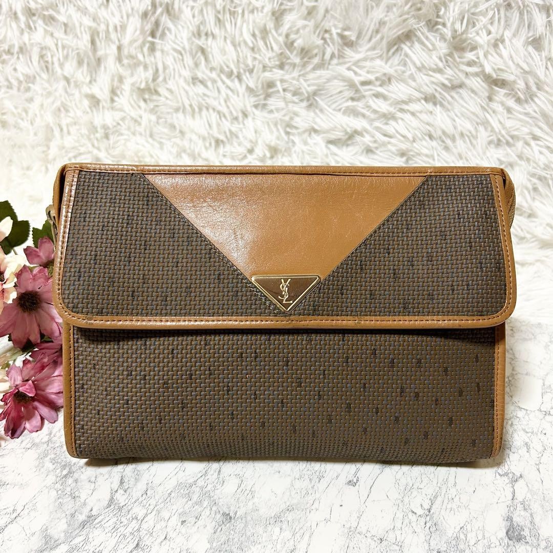 Borsa pochette YVES SAINT LAURENT con logo triangolare