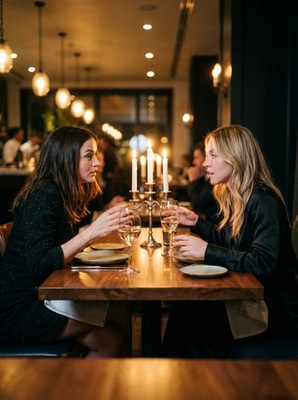 Sydney Sweeney Ana De Armas Candlelit Restaurant Dinner Photo Print Reprint