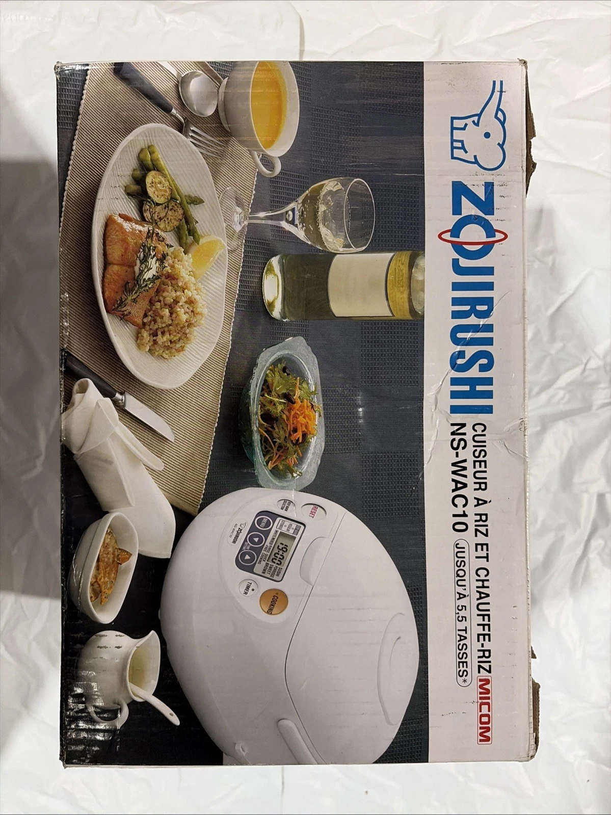 New Zojirushi NS-WAC10-WD 5.5 Cup Micom Rice Cooker and Warmer Cool White
