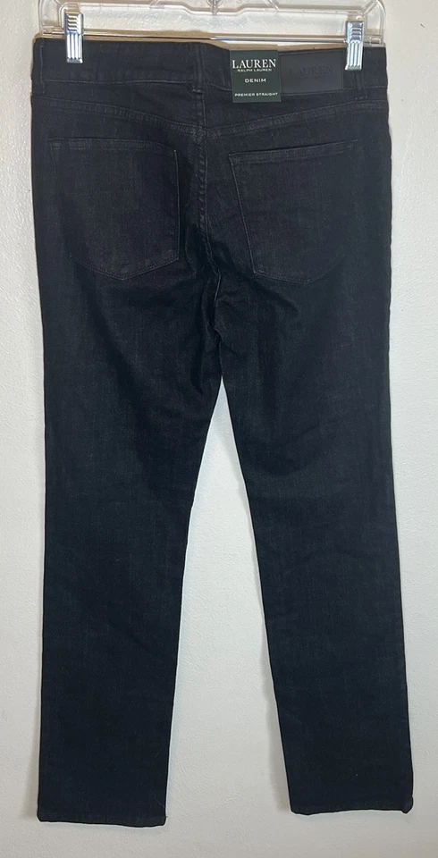 NWTLauren Ralph Lauren Heritage 牛仔牛仔裤女式 4 码 Premier 直筒黑色 — 第 4/4 张图片