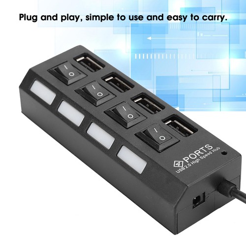 4 Ports Black Multiport USB2.0 HUB 4 Ports High Speed USB Splitter Adapter F NEW - Afbeelding 8 van 12