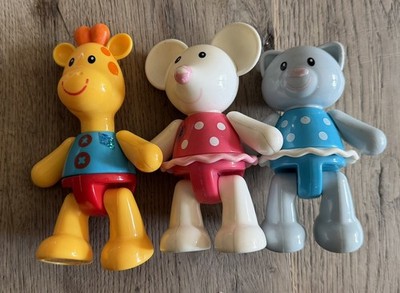Frühes Lernen Twist Click Clack Spielzeug Katze Giraffe Maus Vintage ELC