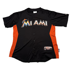 Miami Marlins Jersey Mens Large Black Orange MLB Baseball Cool Base Majestic