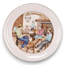 Philippe Deshoulieres Limoges Village Scenes Cheese Plate “Le Fromages” 10 1/2"