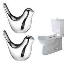 2 Pcs Ceramic Bird Toilet Bolt Covers Decorative Replacement Silver