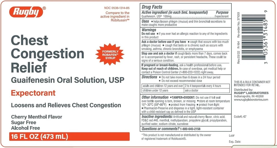 Paquete de 3 guaifenesina alivio congestión pecho rugby 100 mg mentol cereza 16 OZ Foto 3 de 3