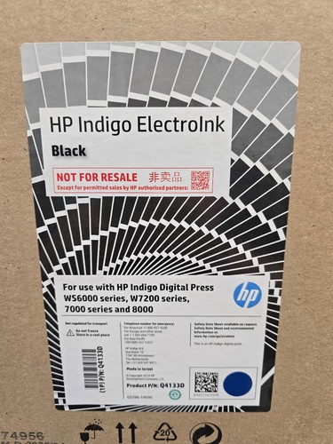 HP WS6000 W7200 7000 / 8000 Indigo ElectroInk Black Q4133D - Case of 4
