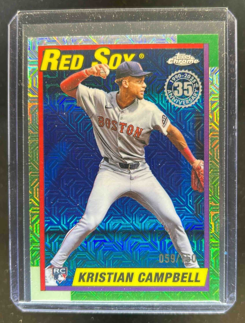 2025 Topps Update Kristian Campbell Silver Pack 1990 Chrome RC Blue Mojo #59/150