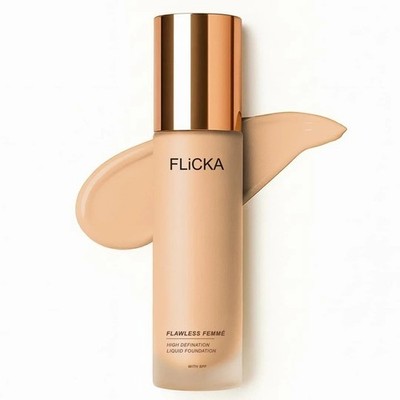 FLiCKA Flawless Femme Liquid Foundation for Face Makeup 02 Ivory 30ml