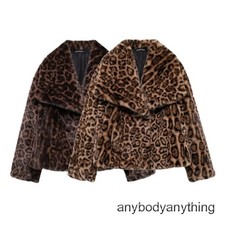 Women's Eco-friendly Fur Jacket Big Collar Lapel Short Coat Lapel Outwear Casual
