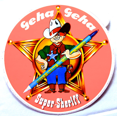 Alter Aufkleber/Sticker  GEHA SUPER-SHERIFF '80er/'90er