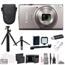 Canon IXY 650 m Camera Silver 32GB Ext Batt LED Light- ULTIMATE Kit