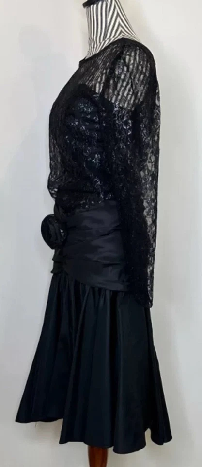 Vestido Corsé Rosa Gótico Vanguardia Encaje Acanalado Negro Años 80 De Colección Talla M/S Foto 3 de 4