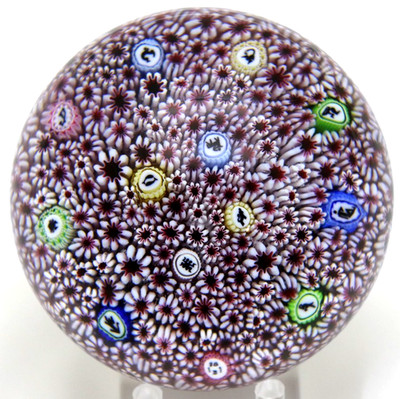 LARGE Gorgeous BACCARAT Octagram Star and Silouhette Canes Art Glass Paperweight