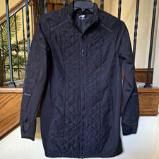 Avia Women s Quilted Full Zip Long Jacket M Black Lined Long Sleeve Casual