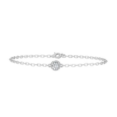 0.25Ct Lab Grown Diamond 10K White Gold Chain Bracelet 7'' Gift for Women