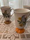 Vtg. 60s FRED ROBERTS Irish Coffee Mugs SONG BIRDS Pedestal Footed Cups Set of 5 — photo 6