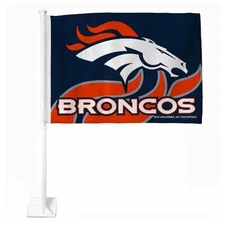 NFL Denver Broncos Car Flag, Double Sided, UV Fade Resistant