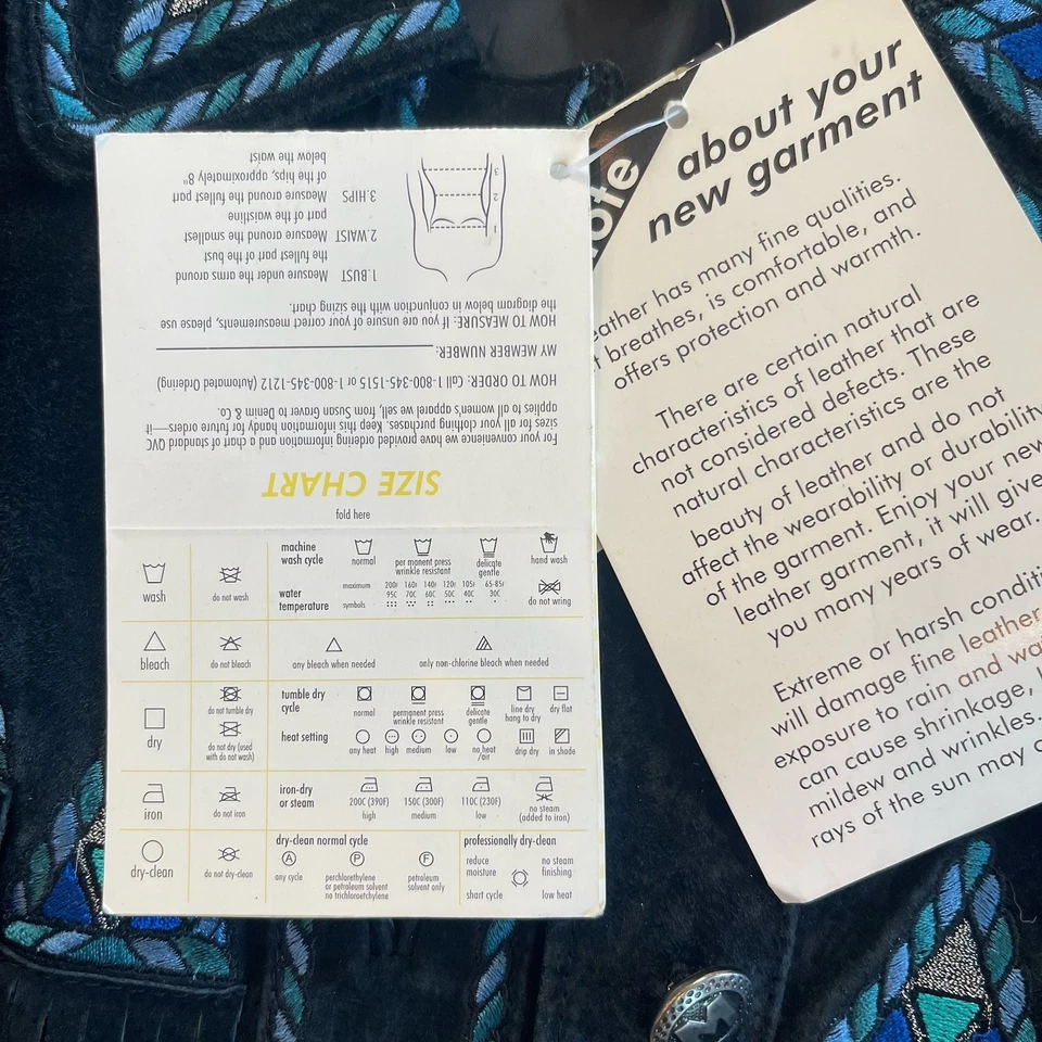 NUEVO CON ETIQUETAS RARO Chaqueta de Campo Bob Mackie Usable Arte Cuero Negro Flecos Occidentales 1X Foto 3 de 4