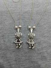 Official Disney 925 Sterling Silver Set Two Minnie Mouse Pendants Necklaces