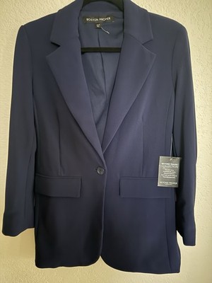 Boston Proper Beyond Travel Navy Blue Blazer Jacket Womens Size 6 NWT Career