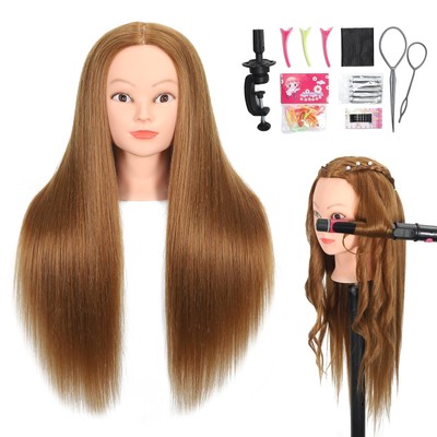 Mannequin Head with 80% Real Human Hair 26''-28''Cosmetology Mannequin Doll He...