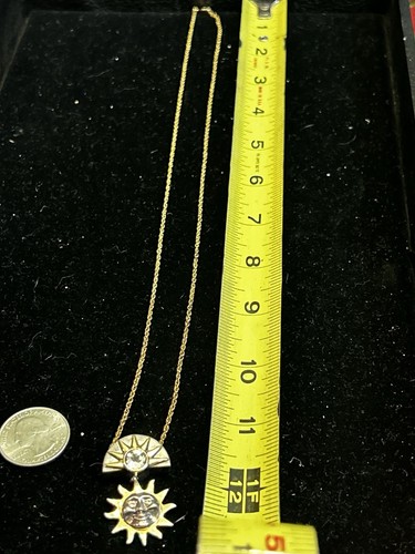 Unique Sterling Silver Gold Plated Necklace With Sun Face Pendant - Picture 3 of 3