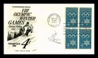 US COVER VIII OLYMPIC WINTER GAMES FDC SCOTT 1146 BLOCK OF 4 FLEETWOOD CACHET