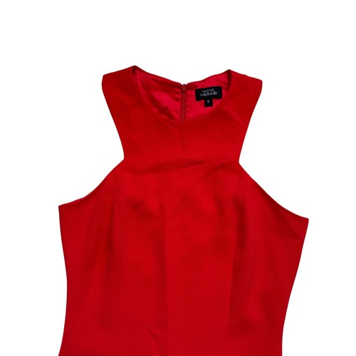 NEW Nadine Merabi Amie Dress Red Formal Gown Stretch Halter Gala Train Small - Picture 6 of 10