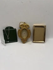 Lot of 3 Miniature Ornate Gold Tone Picture Frames Ornaments 