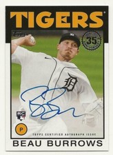 2021 Topps Series 1 BEAU BURROWS 1986 Topps Autograph Auto Rookie RC Tigers
