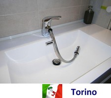 Miscelatore lavabo rubinetto bagno cromato doccetta estraibile doccia lavandino