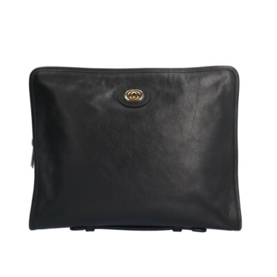 Gucci Interlocking G Clutch Bag Second Bag Leather Black  display picture 2