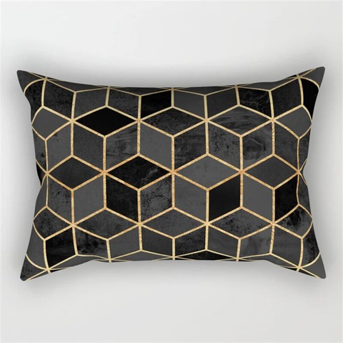 Marble Geometric Polyester Pillowcase Rainbow Gold Line Art Cushion Cover Stripe - Picture 60 of 71