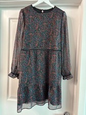 Loft Chiffon A-Line Dress Gold threads and paisley pattern size L