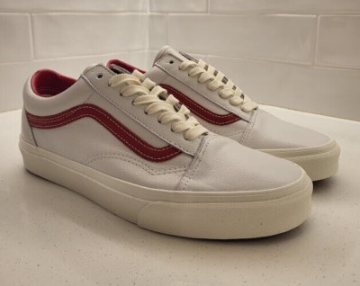 Vans Old Skool Vintage Leather Blanc de Blanc Red Mens Size 9 BNWOB Prep