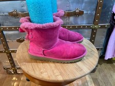 UGG Junior Australia Mini Bailey One Bow Sheepskin Pink Boots 1005497K US 4