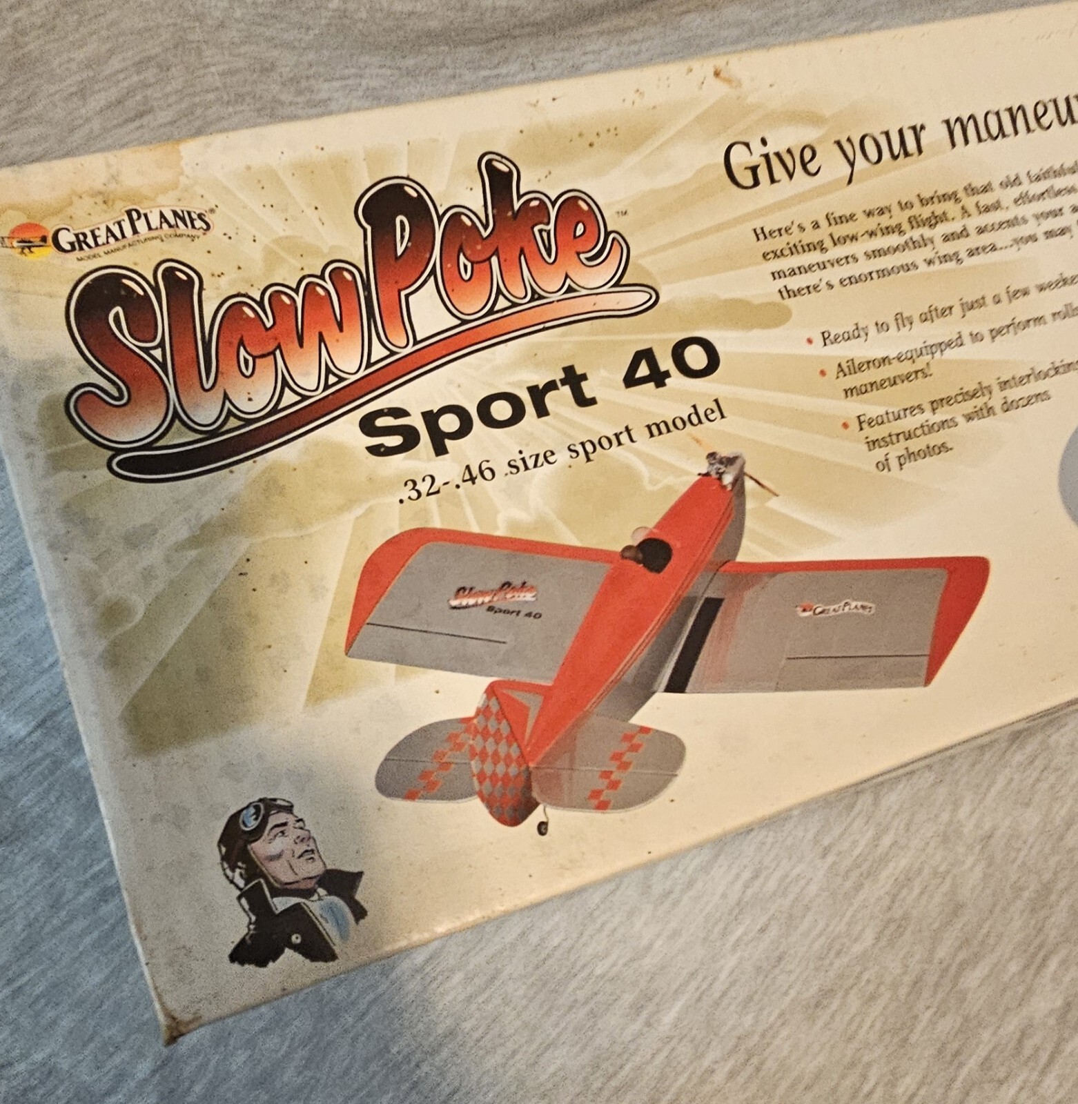 Great Planes SlowPoke Sport 40 Kit .32.46 R/C Airplane 61.5” 2 Stroke